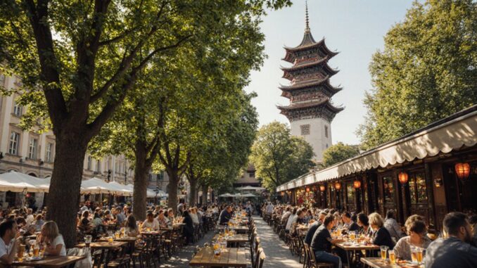 Besuche Münchens Chinesischen Turm